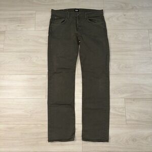 Hudson Byron Jeans Men 33 Green Denim Cotton Stretch Straight Leg 34x33 Casual